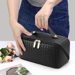 Black PU Leather Travel Cosmetic Organizer Bag
