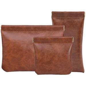 Hapforever 3PCS PU Leather Makeup Pouches Set