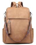 FADEON Designer Camel Leather Laptop Backpack for Women