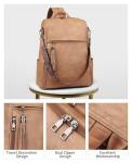 FADEON Designer Camel Leather Laptop Backpack for Women