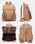 FADEON Designer Camel Leather Laptop Backpack for Women
