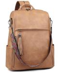 FADEON Designer Camel Leather Laptop Backpack for Women