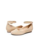 DREAM PAIRS Women’s Nude Ballet Flats with Strap