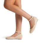 DREAM PAIRS Women’s Nude Ballet Flats with Strap