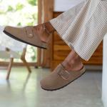 KIDMI Women's Suede Clogs with Memory Foam