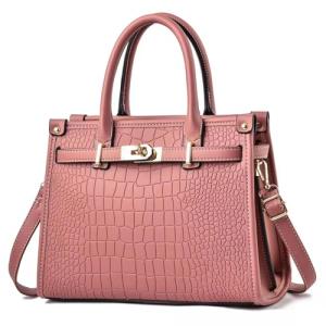 Pink Crocodile Satchel Handbag for Women