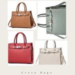 Pink Crocodile Satchel Handbag for Women