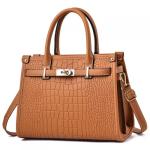 Pink Crocodile Satchel Handbag for Women