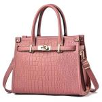 Pink Crocodile Satchel Handbag for Women
