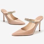 MIRAAZZURRA Rhinestone Strappy Pointed Toe Heels