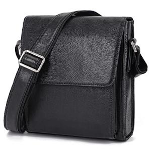 Vintage Leather Messenger Bag for Men - Black