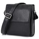 Vintage Leather Messenger Bag for Men - Black