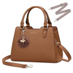 Stylish IGOLUMON Vegan Leather Handbag with Pompom