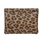 Leopard Print Leather Makeup Pouch for Women