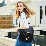 Trendy Black Quilted Leather Backpack Purse for Women