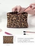 Leopard Print Leather Makeup Pouch for Women