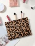 Leopard Print Leather Makeup Pouch for Women