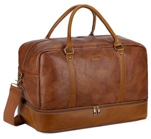 Brown Vegan Leather Large Travel Duffel Bag