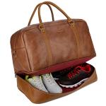 Brown Vegan Leather Large Travel Duffel Bag