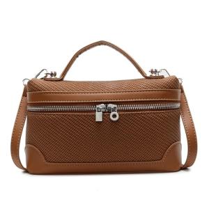 Trendy Brown Leather Crossbody Shoulder Bag