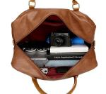 Brown Vegan Leather Large Travel Duffel Bag
