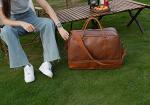 Brown Vegan Leather Large Travel Duffel Bag