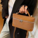 Trendy Brown Leather Crossbody Shoulder Bag