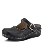 Hand-Painted Floral Leather Women's Mules with Buckle