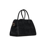 Luxury Suede Women's Satchel Tote Bag, Black
