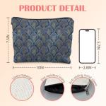 Blue and Gold Art Deco Makeup Bag for Women