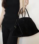 Luxury Suede Women's Satchel Tote Bag, Black