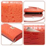 Orange Crocodile Crossbody Cell Phone Purse