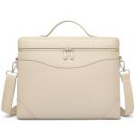 BOSTANTEN Women's Leather Laptop Tote Bag, Beige