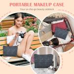 Blue and Gold Art Deco Makeup Bag for Women