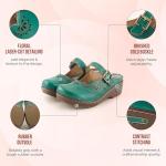 Hand-Painted Floral Leather Women's Mules with Buckle