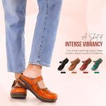 Hand-Painted Floral Leather Women's Mules with Buckle