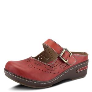 Hand-Painted Floral Clog Mule with Gold Accent