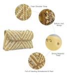 Sweetovo Gold Beaded Clutch Purse for Events