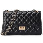 Trendy Black Quilted Leather Crossbody Bag