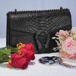 Aiqudou Snake-Print Crossbody Handbag with Chain