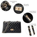 Trendy Black Quilted Leather Crossbody Bag