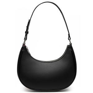 Chic Black Vegan Leather Shoulder Bag with Strap
