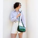 Elegant Green Leather Crossbody Bag for Women