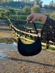 Chic Black Vegan Leather Shoulder Bag with Strap