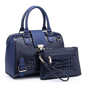 Dasein Crocodile Blue Vegan Leather Barrel Handbag