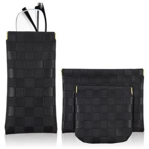 Black Leather Mini Makeup Bags Set for Travel