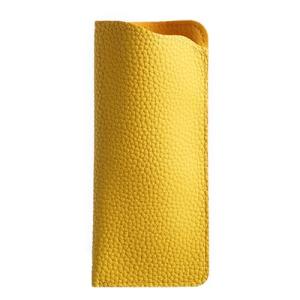 K Luxury Yellow Leather Eyeglass Case Pouch