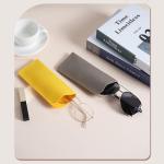 K Luxury Yellow Leather Eyeglass Case Pouch