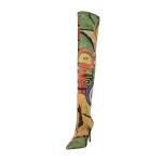 Vivianly Women's Sexy Printed Thigh High Stiletto Boots