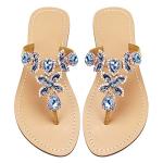 Hinyyrin Rhinestone Wedding Sandals in Blue & Gold